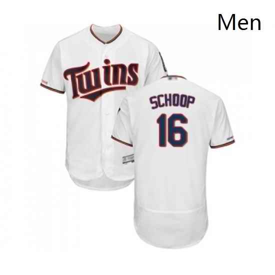 Mens Minnesota Twins 16 Jonathan Schoop White Home Flex Base Authentic Collection Baseball Jersey